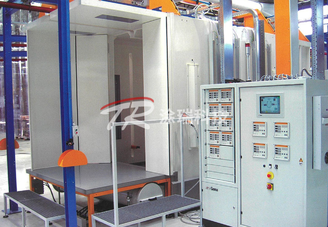 Horizontal spray room